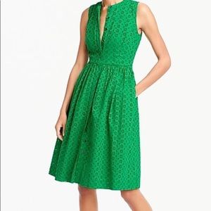 NWT J Crew Green Eyelet Sleeveless Dress Small